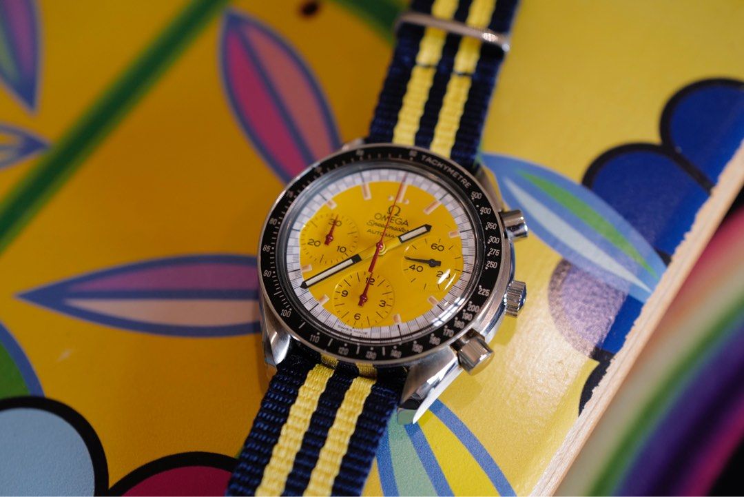 Omega Michael Schumacher Speedmaster Reduced Yellow Limited Discontinued Dial Luxury Watches on Carousell