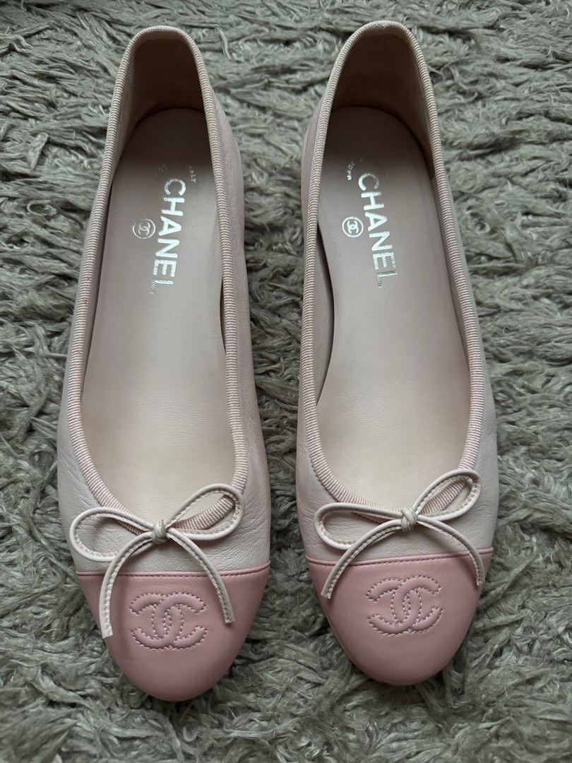Rare Chanel pastel pink ballerina flats shoes Luxury Sneakers Footwear on Carousell