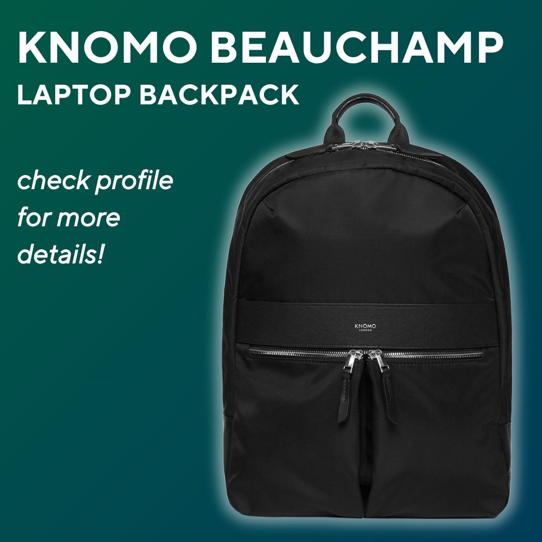 READ DESC. KNOMO Beauchamp Black Laptop Bag 14 Sleek and Minimal Unisex Backpack Men s Fashion Bags Backpacks on Carousell