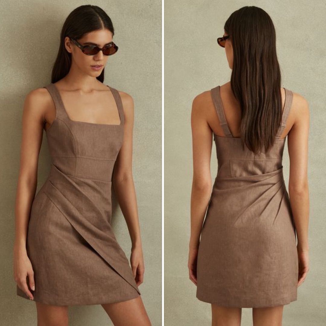 Reiss Piper Linen Pleat Detail Mini Dress - in 2 colours!, , & ,  - Carousell