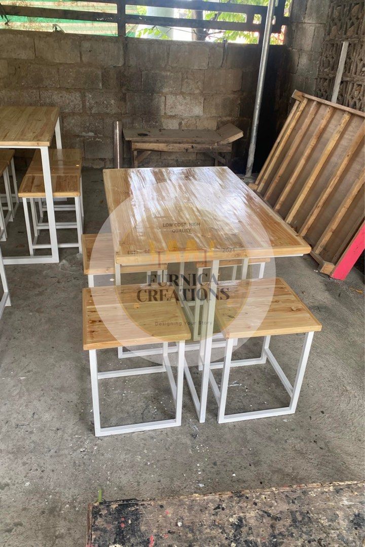 Restaurant table and chairs (Category: Tables & Sets) located in Rosario. Submitted by newdragon_889be6 (Listing ID 1315928294, Image 2). Description: DIRECT MANUFACTURER FB PAGE: Furnica Creations (Maryam Rodriguez) 🚨 OPEN FOR BULK ORDERS TO AVAIL DISCOUNTS LOCATION: San Fernando, Pampanga Made to Order: ✓ Dining Table and Stools/Chairs Set ✓ Dining Table and Bench Sets Materials Used: ✓ Pinewood/Palochina or metal for frames ✓ Plyboard top/Pin