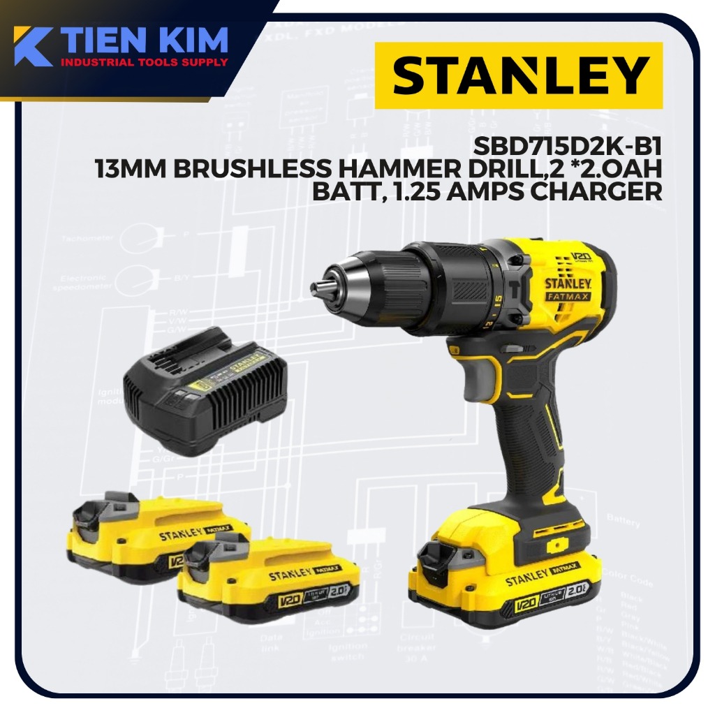 SBD715D2K STANLEY FATMAX 20V BRUSHLESS HAMMER DRILL 60NM, Commercial ...