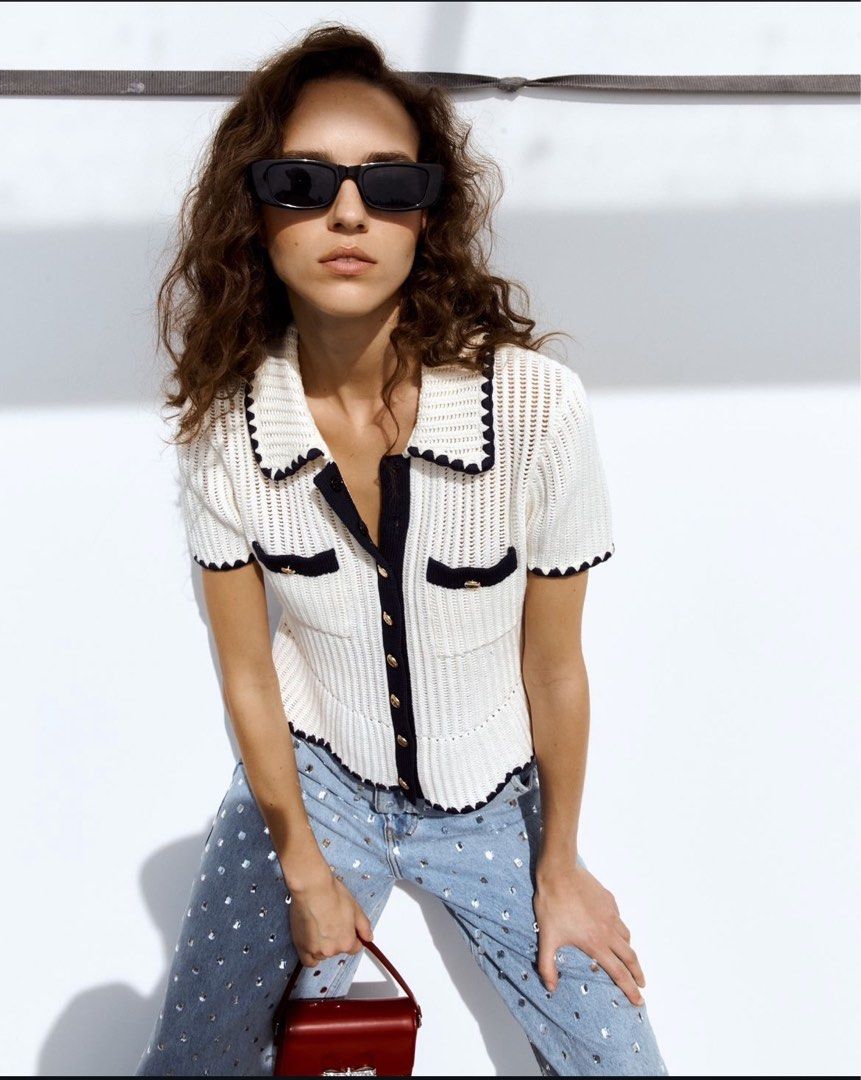 Self Portrait Cream Crochet Top