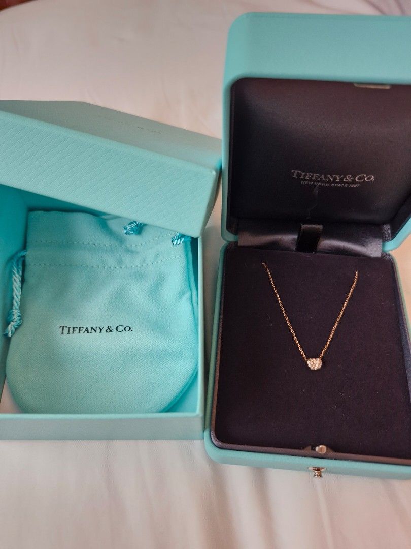 Tiffany Co Bean Necklace pave diamonds rose gold Women s Fashion Jewelry Organisers Necklaces on Carousell