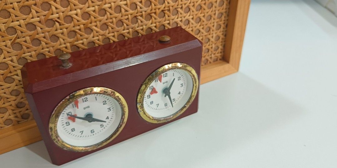 Vintage Bakelite BHB Art Deco Chess Clock Master (Category: Clocks) located in Quezon City. Submitted by timecheckph (Listing ID 1315891756, Image 2). Description: FOR SALE OR TRADE: Vintage Bakelite BHB Art Deco Chess Clock Master PRICE: Php 7,500 Made in Germany Rare and Iconic, highly collectible and a must have in any watch or chess enthusiast's desk. 6 inch by 1.5 inch by 1.5 inch dimension Recently serviced professionally, both German clock