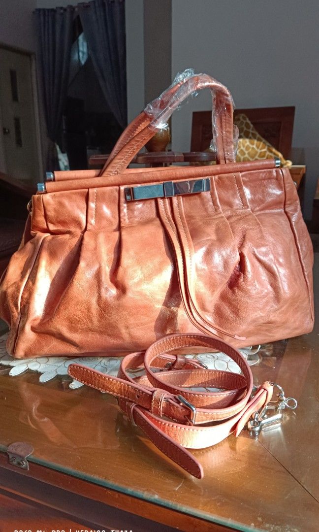 Vintage Miu Miu Brown Leather, Top Handel Sling Bag