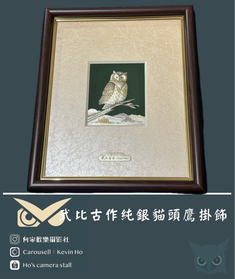 TAKEHIKO 武比古作 純銀 silver999 フクロウ 梟 絵 絵画