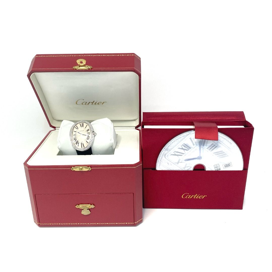 △ Cartier 卡地亞Baignoire Diamond 18K White Gold Black Calfskin Manual Winding  Watch 鑽石18K白金黑色皮革手動上鏈手錶3032 - 247013355, 名牌, 手錶- Carousell