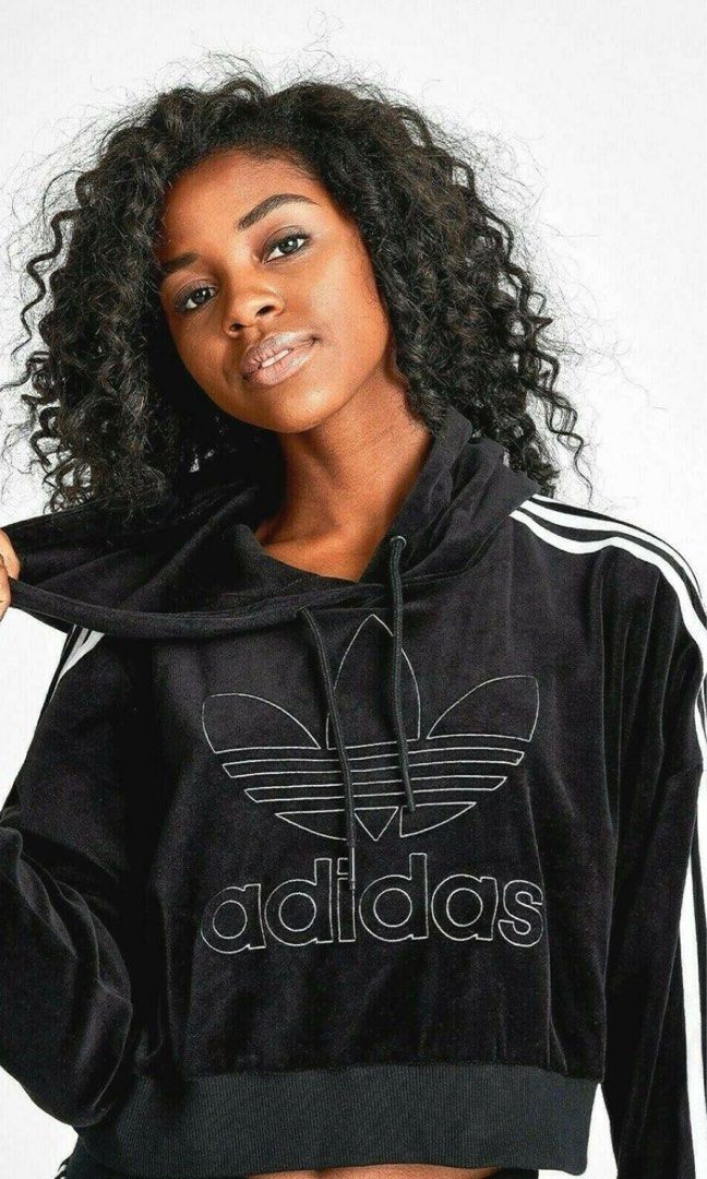 Adidas cropped hoodie sweatshirt best sale