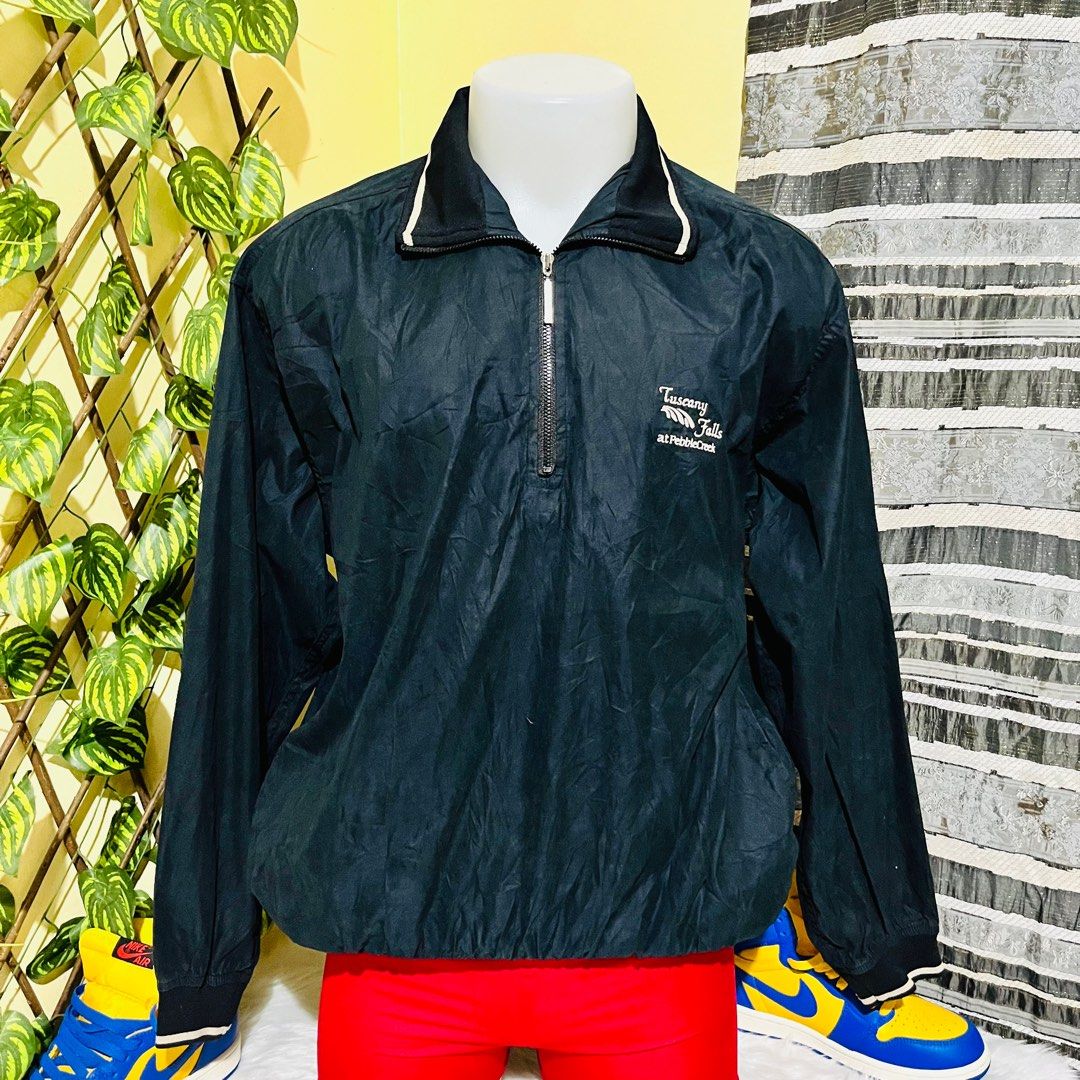 ASHWORTH GOLF WEATHER SYSTEM WINDBREAKER WIND WATER RESISTANT ZIPPER JACKET COAT BLACK SMALL 24x27 Men s Fashion Coats Jackets and Outerwear on Carousell