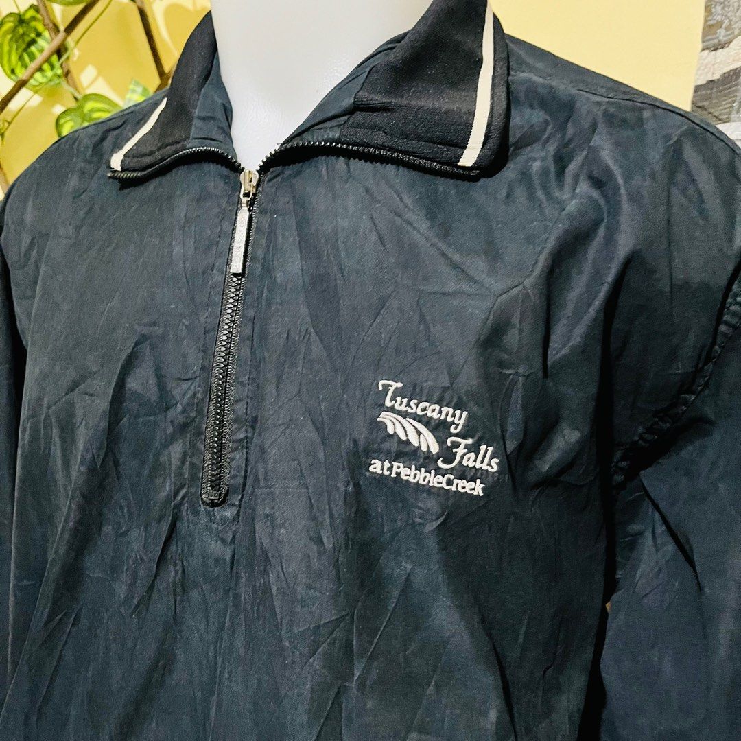 ASHWORTH GOLF WEATHER SYSTEM WINDBREAKER WIND WATER RESISTANT ZIPPER JACKET COAT BLACK SMALL 24x27 Men s Fashion Coats Jackets and Outerwear on Carousell