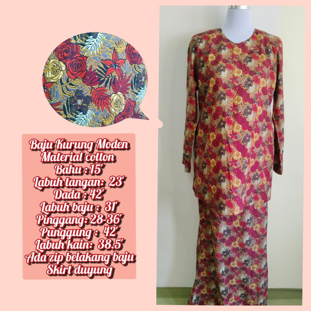 Baju Kurung Moden cotton Women s Fashion Muslimah Fashion Baju Kurung sets on Carousell