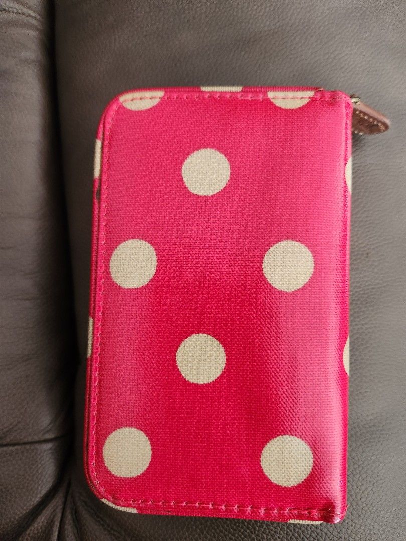 Cath kidston pink and white polka dot wallet