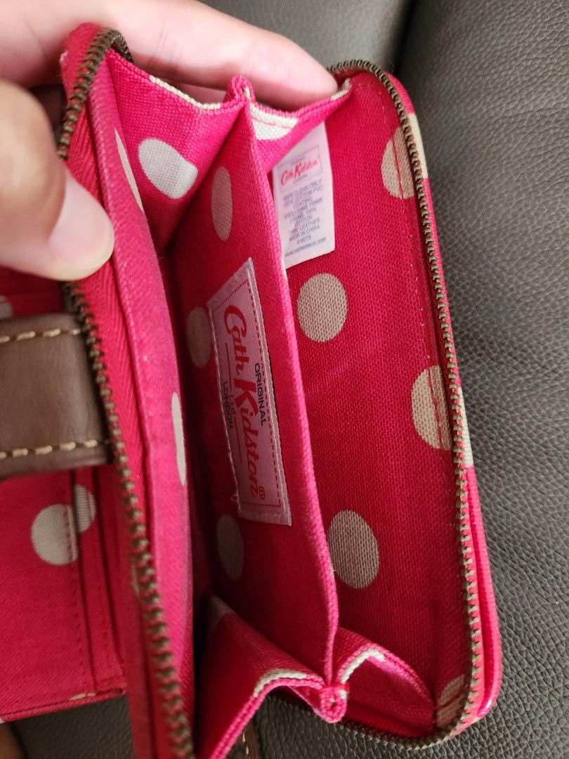 Cath kidston pink and white polka dot wallet