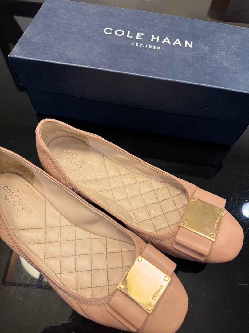 COLE HAAN TALI MODERN BOW BLLT CH NUDE LEATHER PINK Women s Fashion Footwear Flats Sandals on Carousell