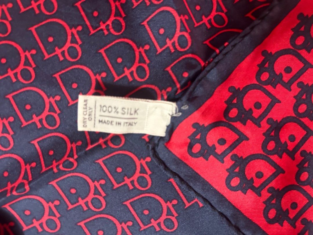 Dior Silk Scarf (Category: Scarves) located in Cebu City. Submitted by geeia (Listing ID 1316195071, Image 3). Description: Message if you want the specific dimensions Silk scarf, With made in italy tag Price negotiable.