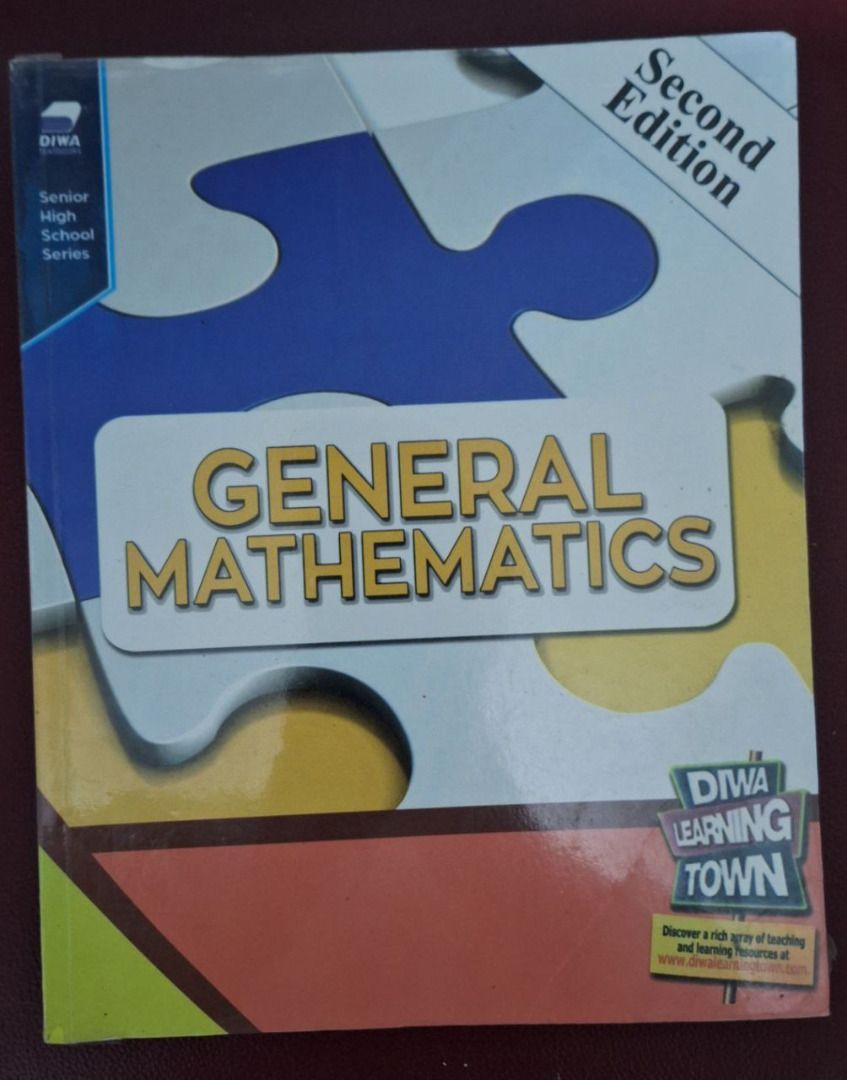Diwa Grade 11 SHS General Mathematics (Category: Textbooks) located in Las Pinas. Submitted by liansc (Listing ID 1316123906, Image 1). Description: Diwa Grade 11 SHS General Mathematics 2nd Ed Notes: - Top part marked with black marker (see 2nd photo) MOP: Gcash, BPI, Unionbank MOD: J&T, LBC, SDD (SF c/o buyer) Can also meetup in Pque/Las Pinas area.