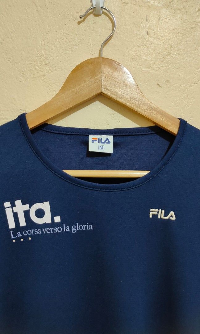 Fila Italia drifit shirt Women s Fashion Tops Shirts on Carousell