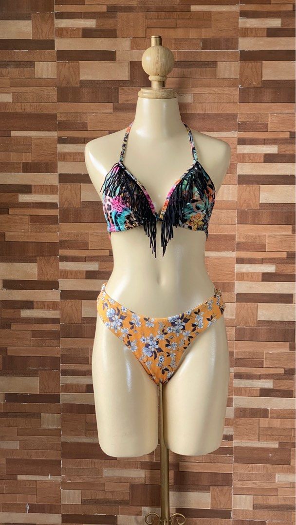 FLORAL FRINGE TWO PIECE SWIMSUIT Women s Fashion Swimwear Bikinis Swimsuits on Carousell