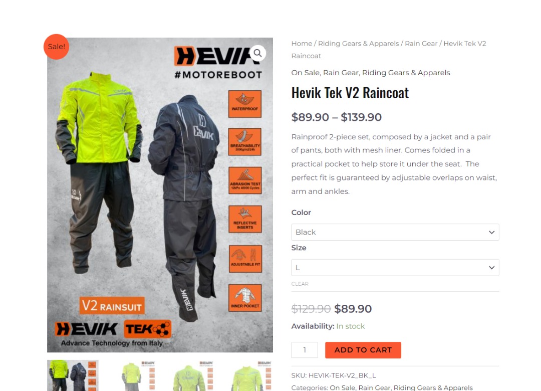 Hevik tek raincoat store