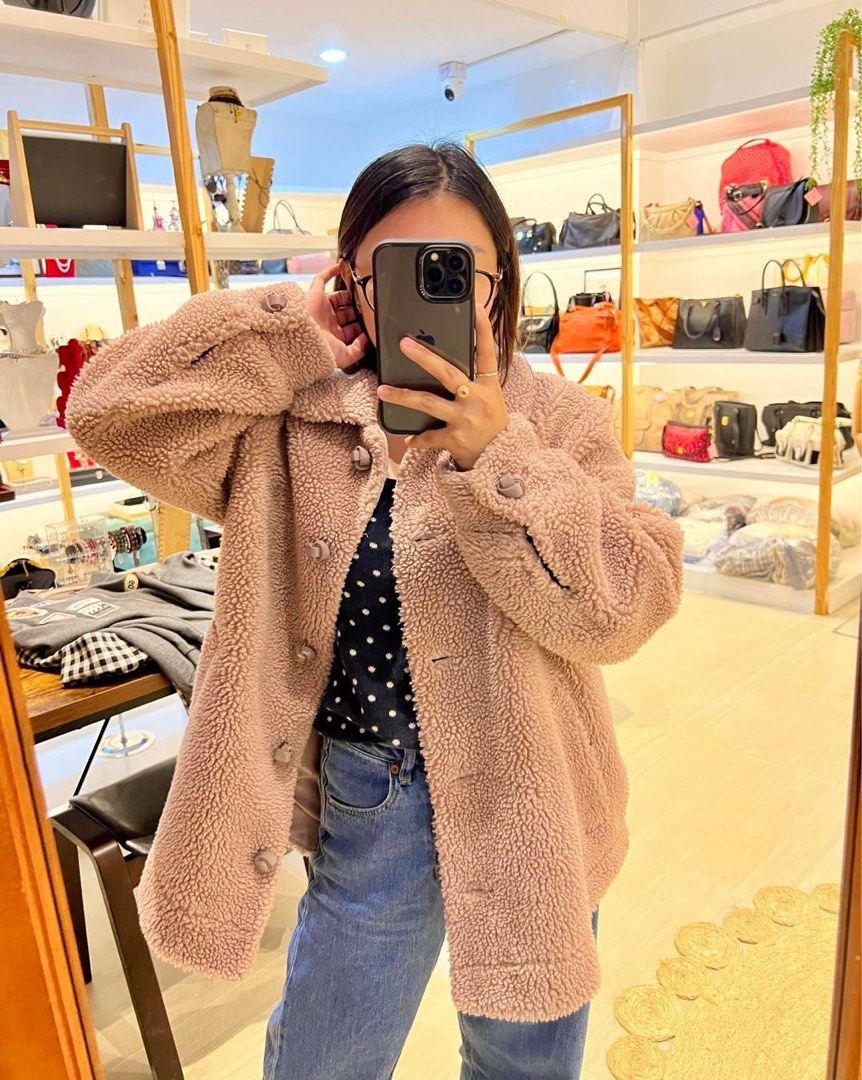 H&m short pile jacket online
