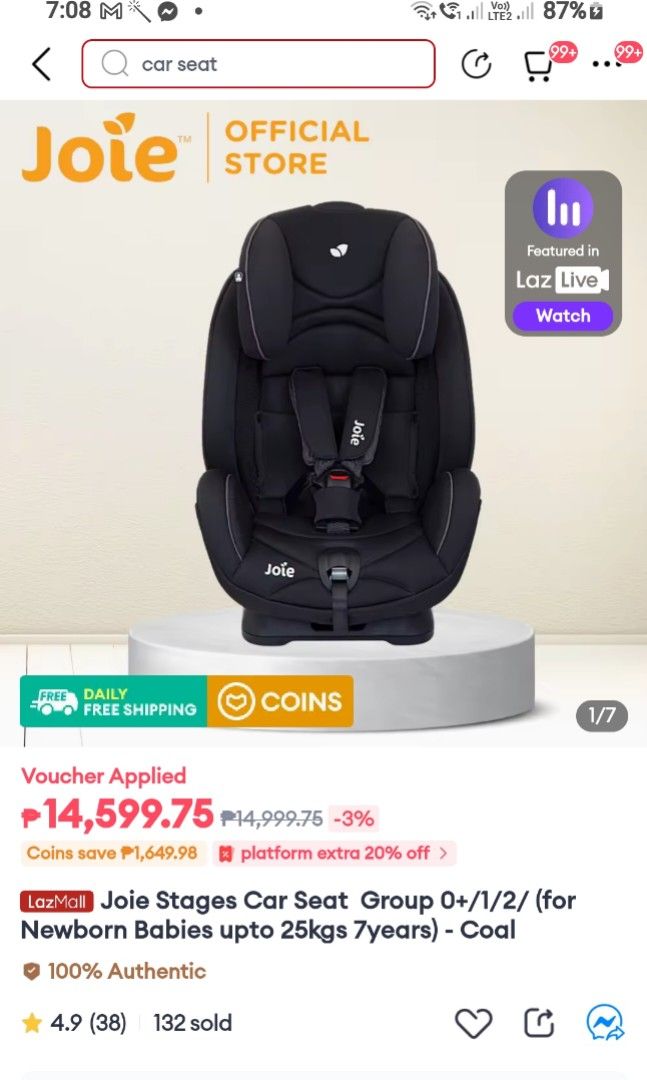 Joie Stages Car Seat Group 0 1 2 new born up to 25klg 7 years old Babies Kids Baby Nursery Kids Furniture Other Kids Furniture on Carousell