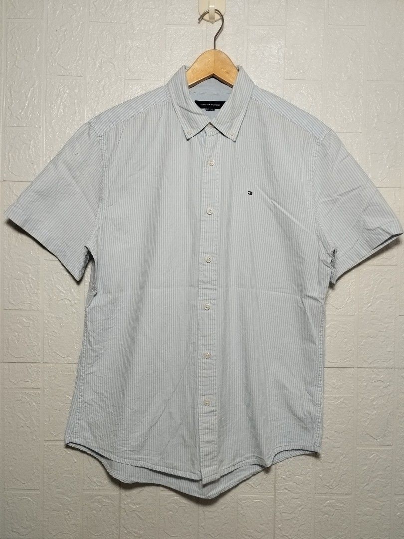 KEMEJA TOMMY HILFIGER SELVEDGE SECOND, Fesyen Pria, Pakaian
