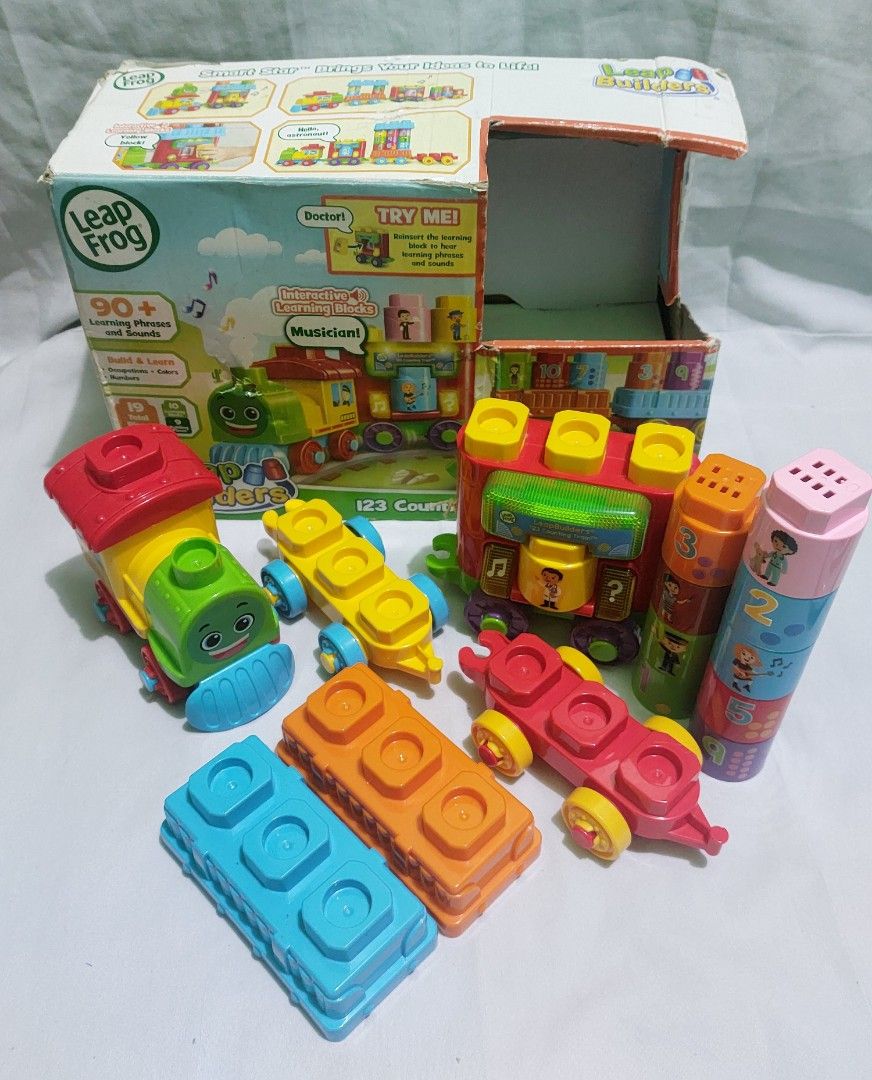 LeapFrog Leap Builders 123 Counting Train (Category: Educational & Learning Toys) located in Paranaque City. Submitted by ca.firstonlinebiz (Listing ID 1316224874, Image 2). Description: Unused LeapFrog Leap Builders 123 Counting Train Lights and sounds working All buttons are working Damage box Battery included Open for shipping lalamove, jnt, flash No SCO Greenheights Parañaque.