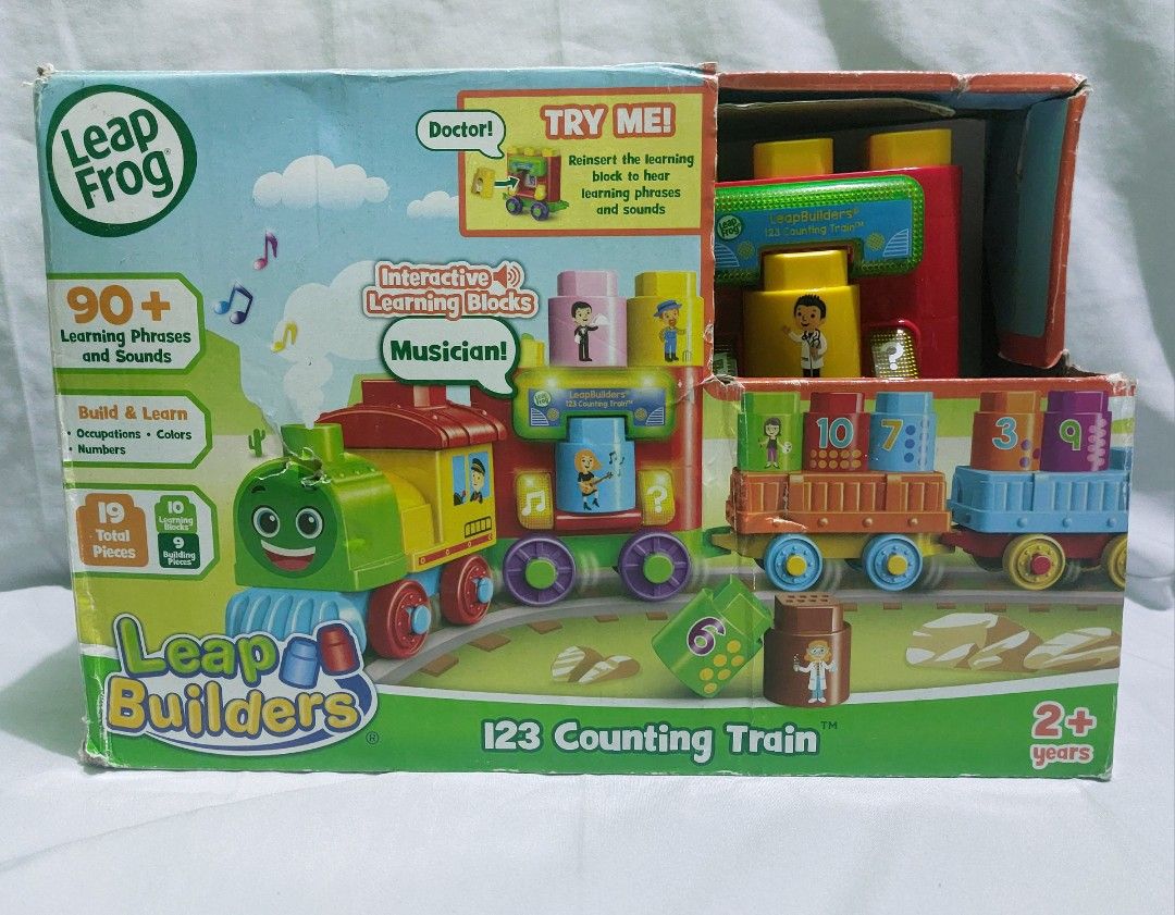 LeapFrog Leap Builders 123 Counting Train (Category: Educational & Learning Toys) located in Paranaque City. Submitted by ca.firstonlinebiz (Listing ID 1316224874, Image 1). Description: Unused LeapFrog Leap Builders 123 Counting Train Lights and sounds working All buttons are working Damage box Battery included Open for shipping lalamove, jnt, flash No SCO Greenheights Parañaque.