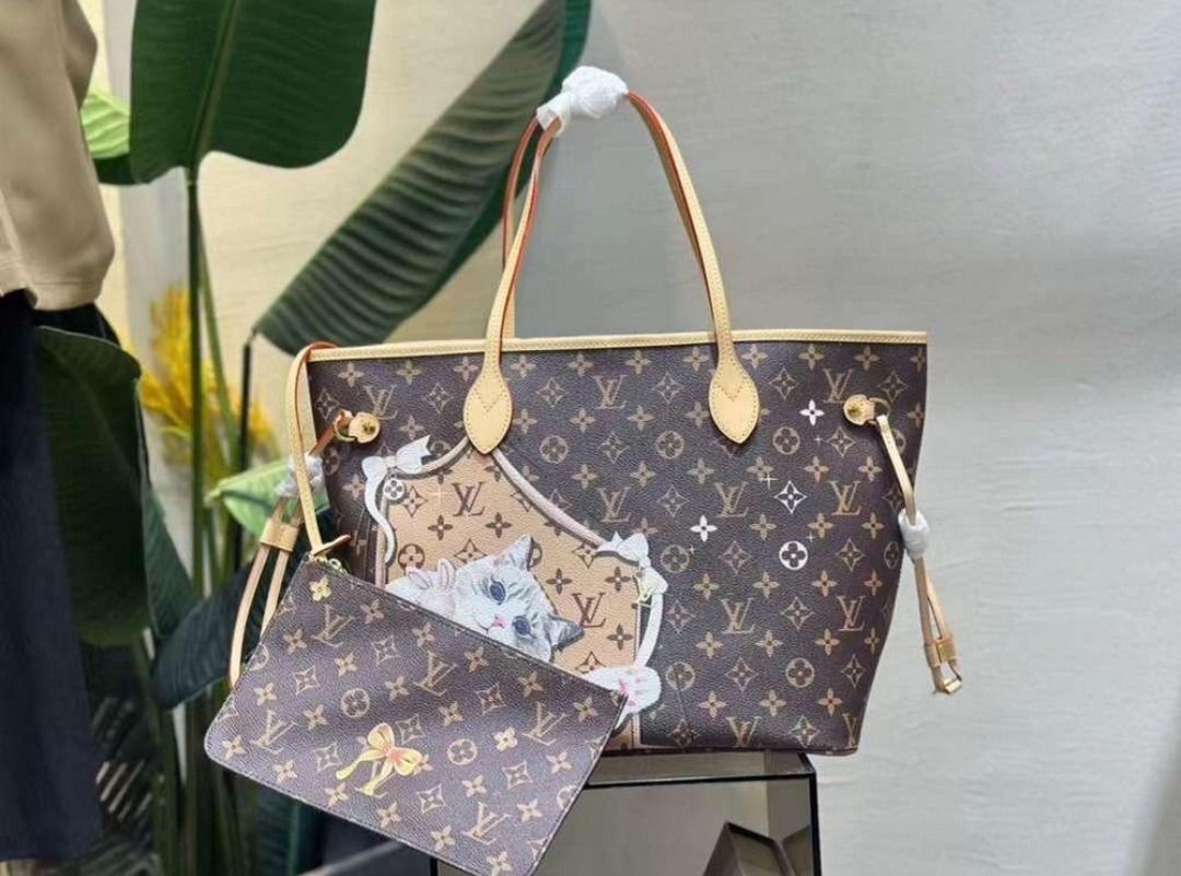 L is Vu ton Neverfull MM cats Women s Fashion Bags Wallets Tote Bags on Carousell
