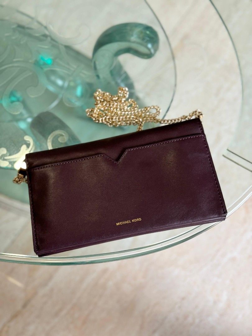 MK Maroon Wallet on Chain Bag