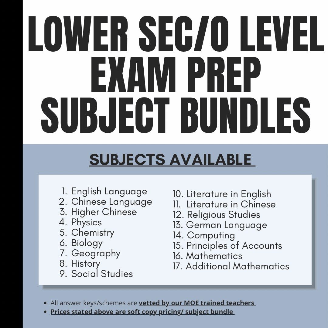 O LEVEL EXAM PACKAGE|UPPER SECONDARY SEC 3 SEC 4|LOWER SECONDARY SEC 1 ...