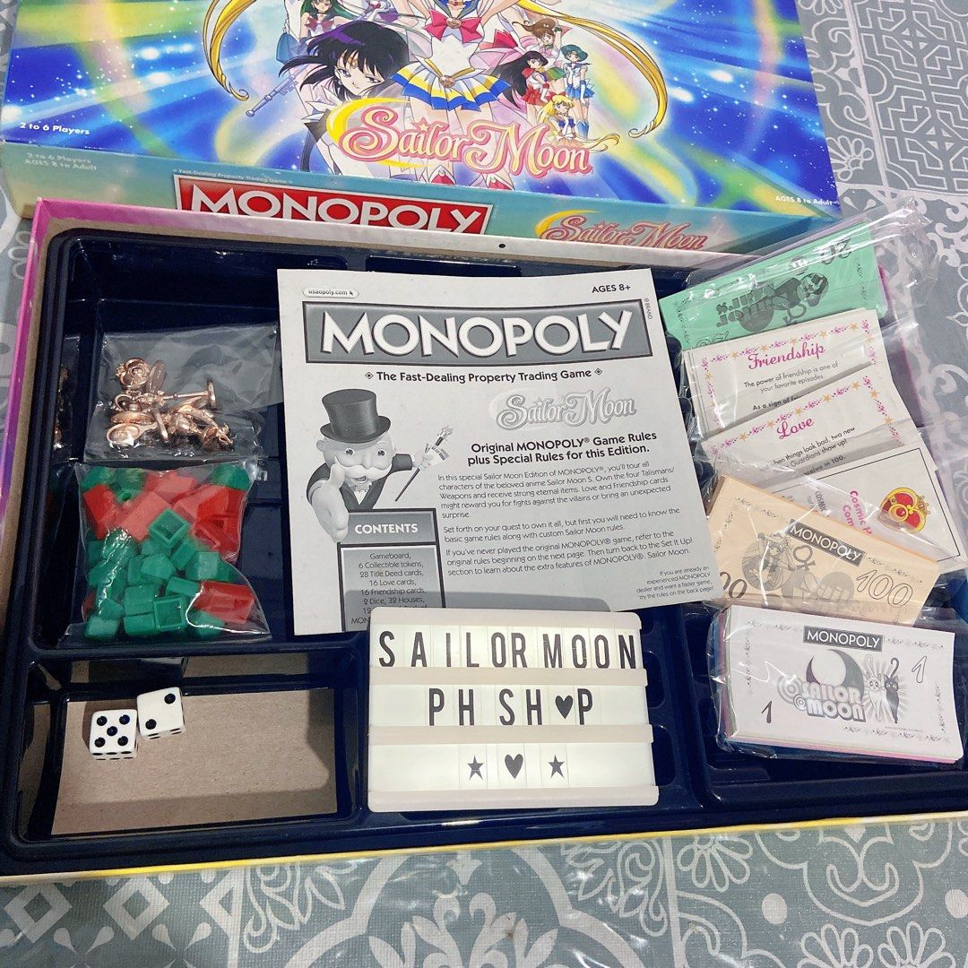 Sailor Moon x Monopoly Board Game (Category: Board Games & Puzzles) located in Binan City. Submitted by prinsesaian (Listing ID 1316123414, Image 3). Description: ~Sailor Moon x Monopoly Board Game complete, opened but only kept in storage for years price: 2,800php 🌙💕✨🎀 first to pay basis only payment options: BDO, BPI, GCASH, MAYA shipping options: J&T, Lalamove.