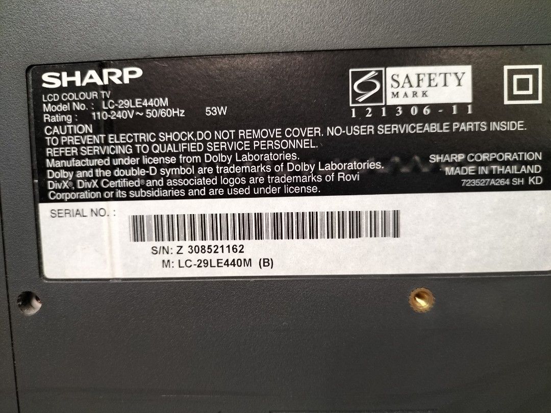 Sharp TV (Category: TV) located in Singapore. Submitted by minggo9 (Listing ID 1313078102, Image 3). Description: selling Only TV, look like new and working fine...