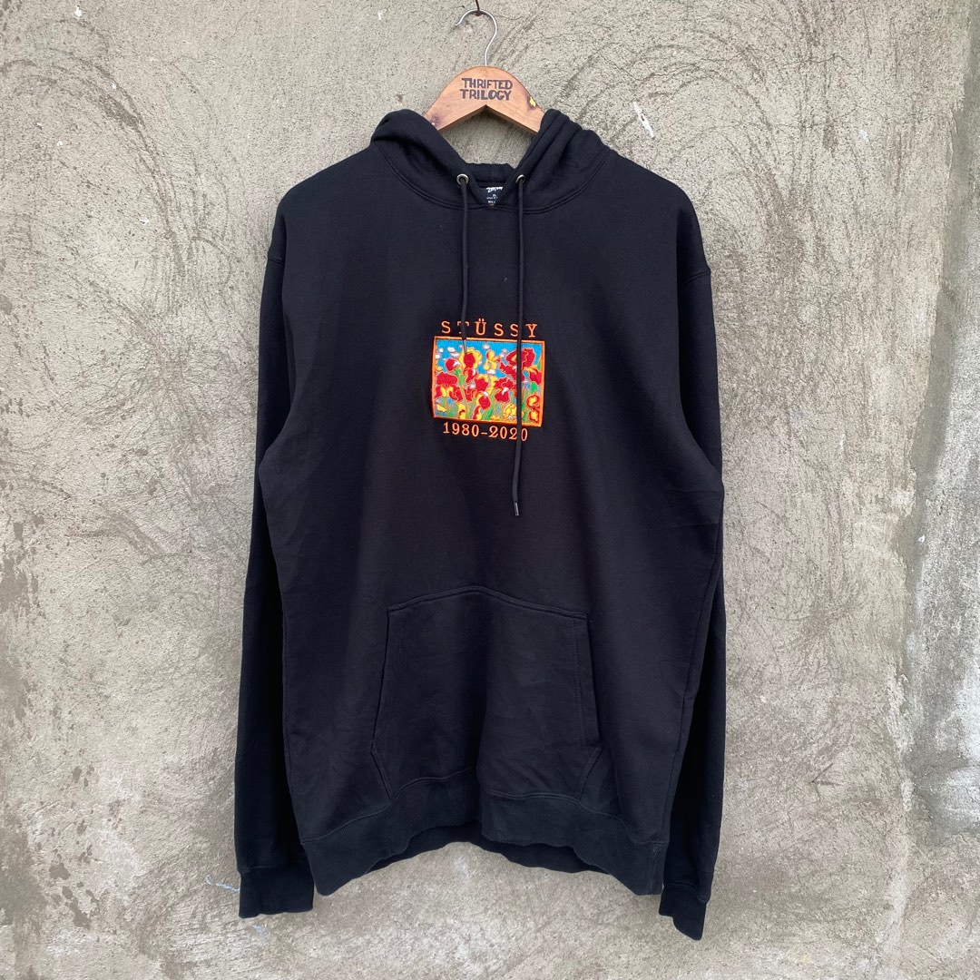Stussy irises hoodie black clearance