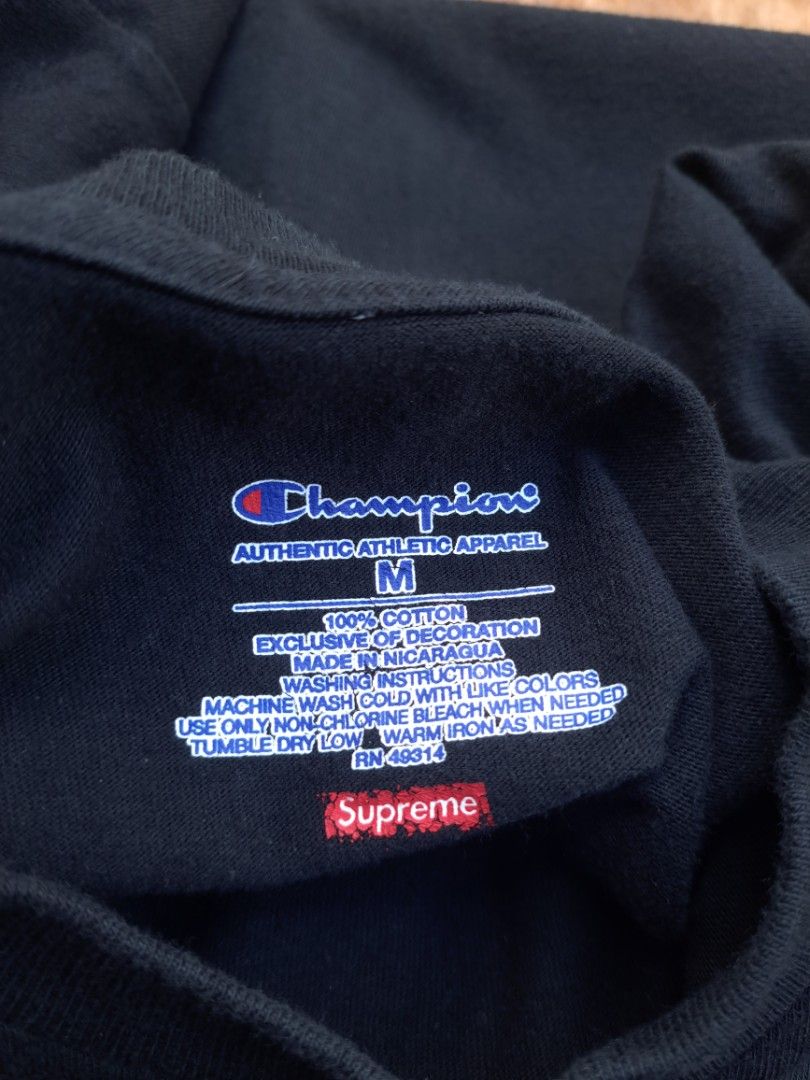 Supreme x Champion Black T Shirt Men s Fashion Tops Sets Tshirts Polo Shirts on Carousell