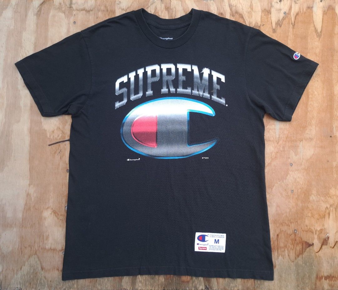 Supreme x Champion Black T Shirt Men s Fashion Tops Sets Tshirts Polo Shirts on Carousell