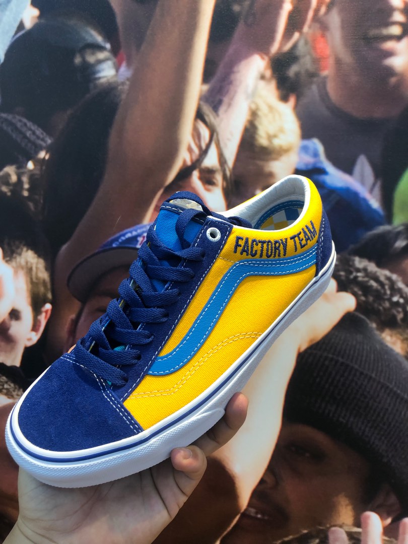 Checkerboard vans yellow stripe on sale