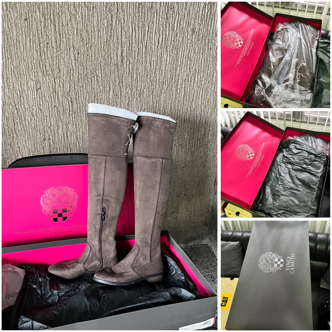 Vince Camuto Taupe microsuede boots Women s Fashion Footwear Boots on Carousell