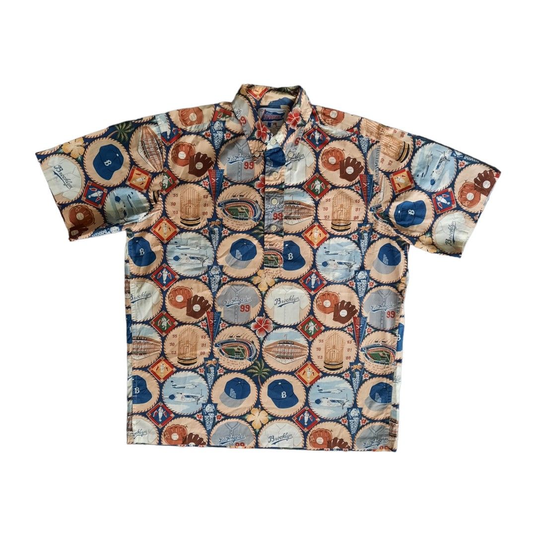 Vintage reyn spooner x mlb dodgers baseball pullover hawaii shirt S M Men s Fashion Tops Sets Tshirts Polo Shirts on Carousell