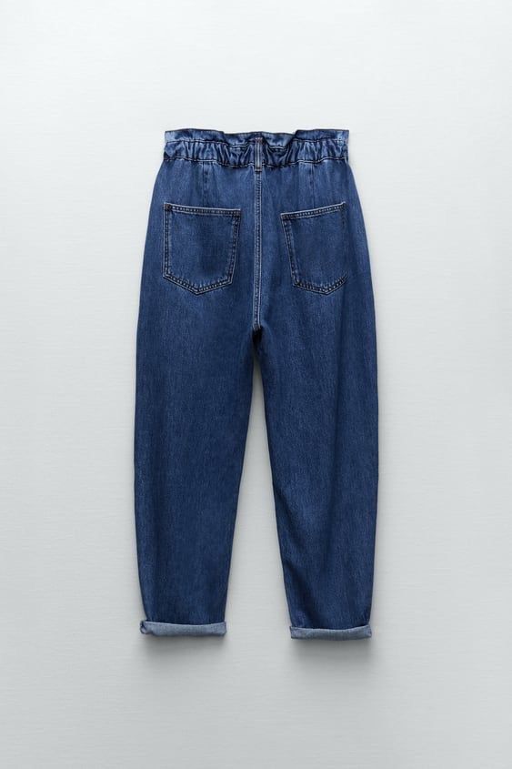 Zara Paperbag Jeans, Fesyen Wanita, Pakaian Wanita, Bawahan di