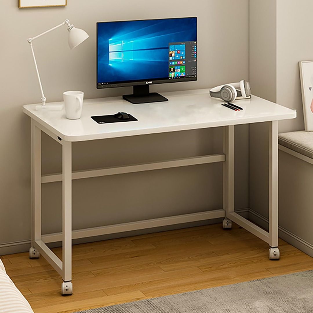 [120cm*60cm + Pulley] Foldable Table White Wood Office/Study Desk with ...