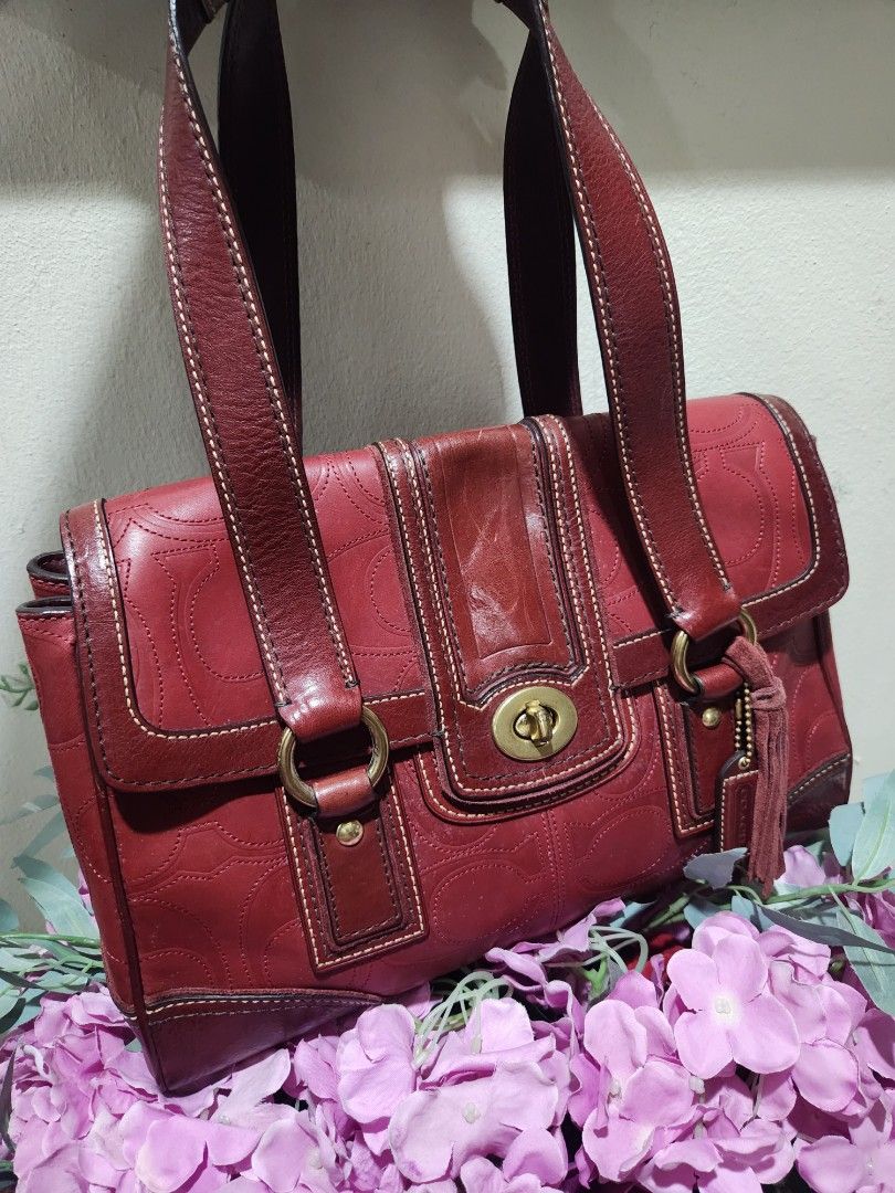 COACH Hamptons Mahogany Leather Carryall ? Authentic Coach 11332 