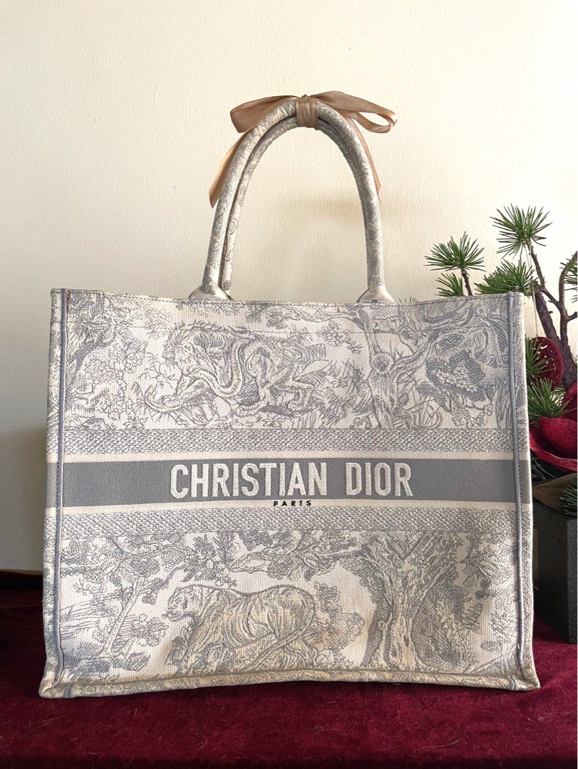 SALE Authentic Large Dior Book Tote Toile de Jouy