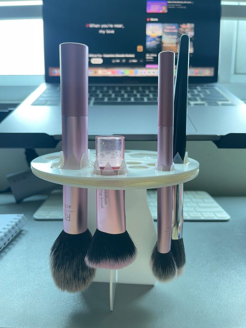 Acrylic Makeup Brush Drying Rack Holder (14 holes) (Category: Makeup) located in Quezon City. Submitted by arkideclutters (Listing ID 1316268134, Image 1). Description: Bought it from Crafted Vegan Brushes for 250 Used once only.
