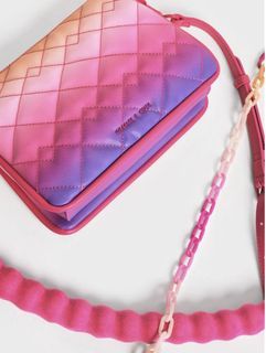 Authentic Charles&Keith  Lana Holographic Quilted Shoulder Bag