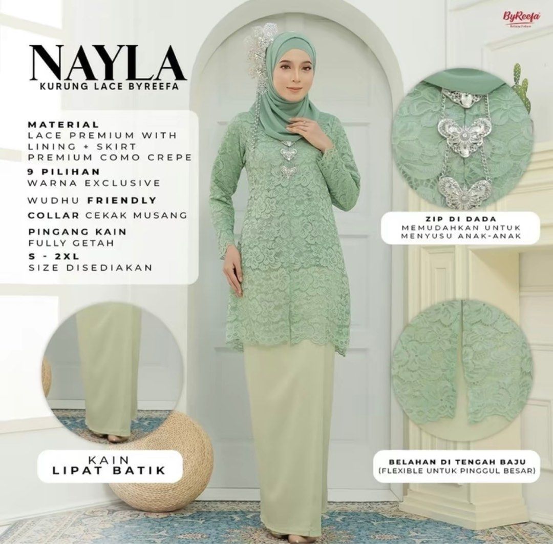 Baju Kurung Lace Women s Fashion Muslimah Fashion Baju Kurung sets on Carousell
