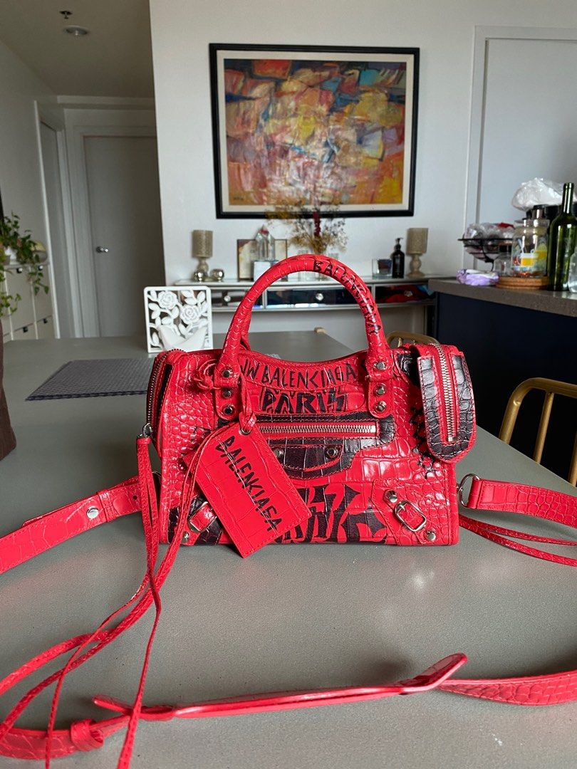 Balenciaga Mini City Graffiti Print Coco Leather Bag Luxury Bags Wallets on Carousell