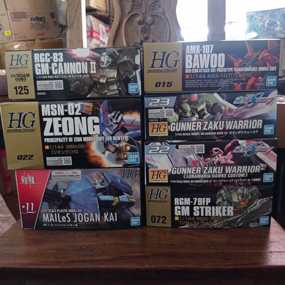 Bandai high Grade HG 1/144 Gundam mecha robot model kit toys action figure collect (Category: Gundam & Model Kits) located in Cavite. Submitted by danielartifox (Listing ID 1316290493, Image 1). Description: 💛Bandai high Grade HG 1/144 Bnew Unbuilt.. P900 Gm Cannon 2 P900 Bawoo P1000 Zeong P850 Gunner Zaku P850 Gunner Zaku P1000 Jogan Kai P900 Gm Striker Pick up Location: Dasmarinas Cavite, Gasso Dbb f Available For shop**ee Check out and shippi