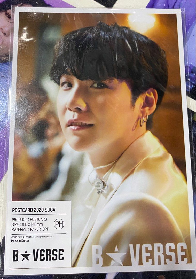 Bverse Post Card (Category: K-Wave Merchandise) located in Cainta. Submitted by shopravenwitch (Listing ID 1316284071, Image 2). Description: Bverse postcard member sets Available - jhope (complete set) - suga (2020 version only) - 250 each set (hobi and v) - 70 per pc (suga 1 pc only) .